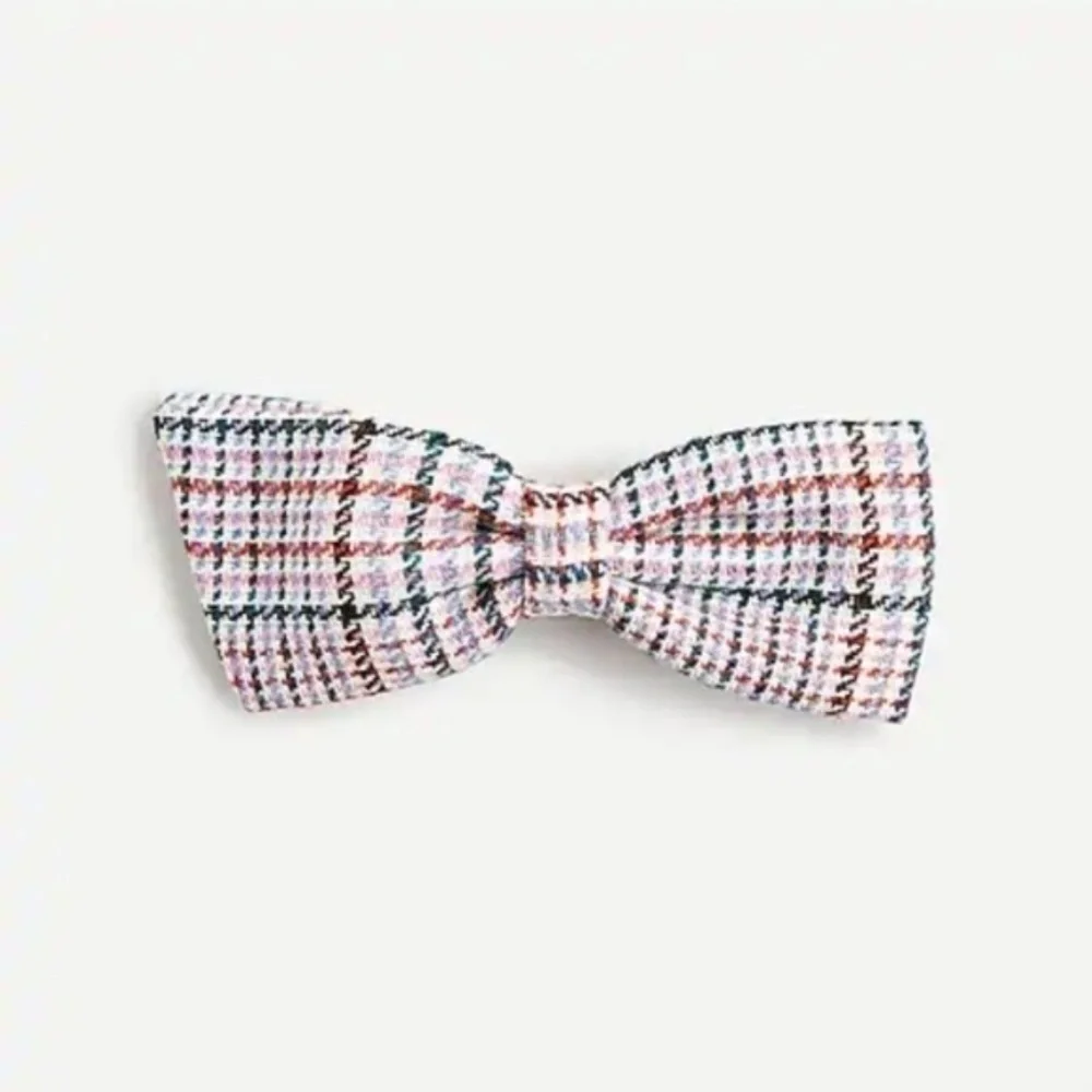 NWT J. Crew Wool Plaid Bow Hair Clip